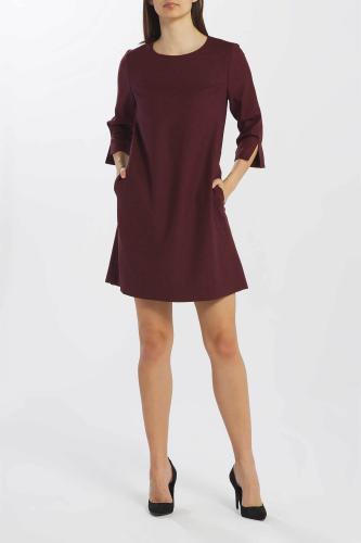 Gant γυναικείο mini φόρεμα μονόχρωμο με τσέπες μπροστά - 4501052 Μπορντό